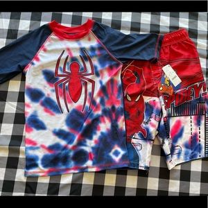 Spider-Man Swim Trunks & Rash Guard Size Large